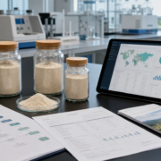 Earthworm Peptide Industry Overview: What B2B Buyers Should Know featured image Earthworm peptide powder samples, quality documents, export carton, and sourcing dashboard in a modern laboratory workspace