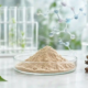 Earthworm peptide powder ingredient sample in a clean laboratory setting