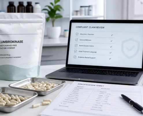 Lumbrokinase ingredient documents and compliant claim review for supplement brand benefit language