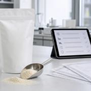 Lumbrokinase powder sample and supplier documents for B2B product knowledge review