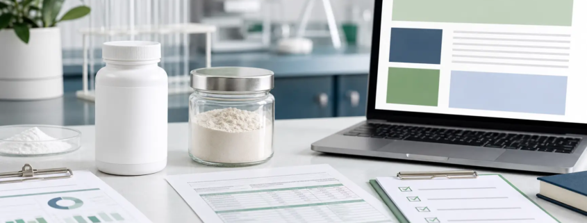 Lumbrokinase powder product page compliance review with COA documents and supplement formulation materials