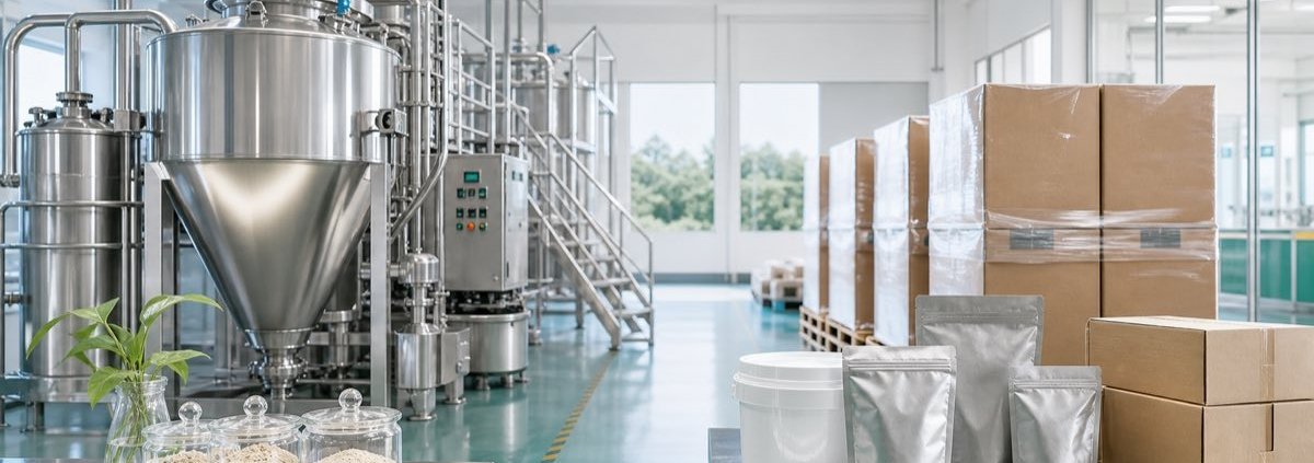 Clean ingredient production and export packaging facility for earthworm-derived powder ingredients