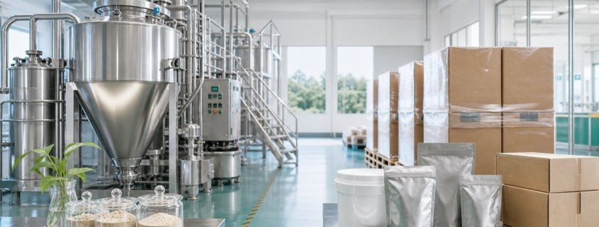 Clean ingredient production and export packaging facility for earthworm-derived powder ingredients