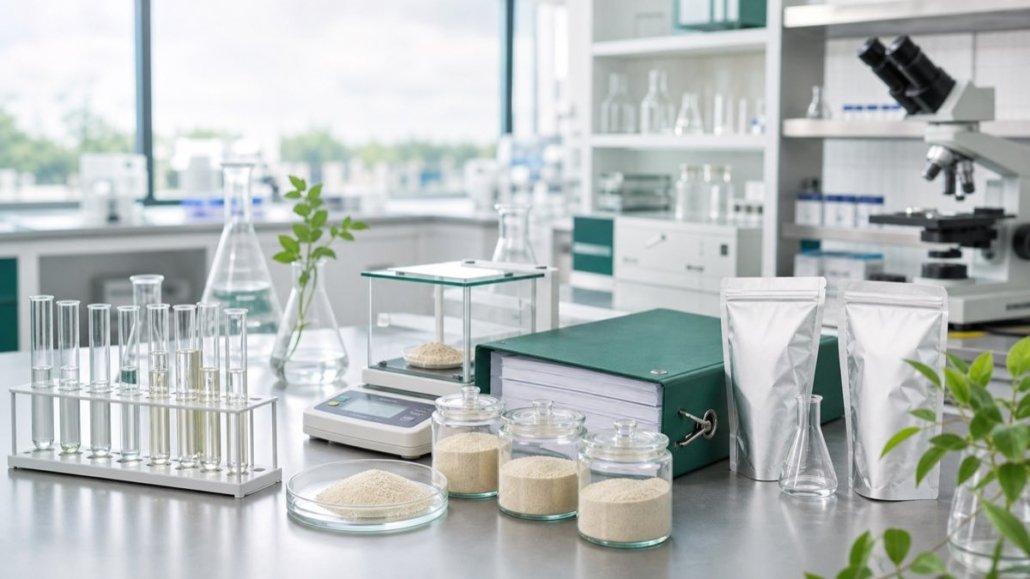 Quality control laboratory for bulk earthworm-derived nutraceutical ingredient powders and COA documentation