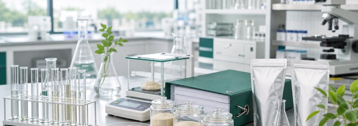 Quality control laboratory for bulk earthworm-derived nutraceutical ingredient powders and COA documentation