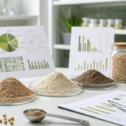 Earthworm Protein in Modern Nutrition: A Practical B2B Ingredient Guide Featured Image Earthworm protein powder samples and nutrition composition documents on a clean formulation bench
