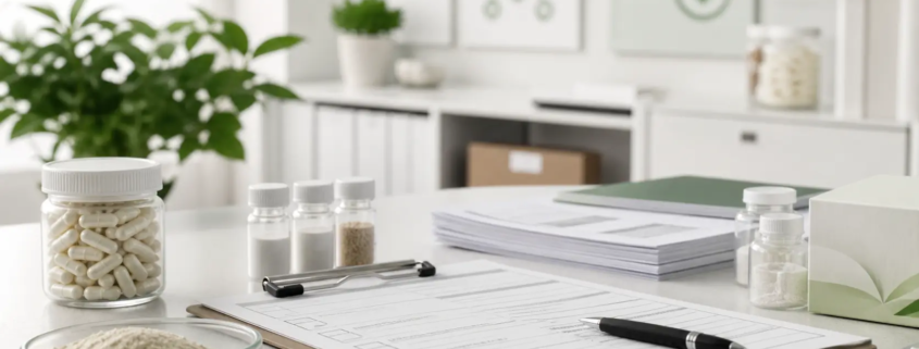 Lumbrokinase powder sample with supplement compliance documents for private label brands