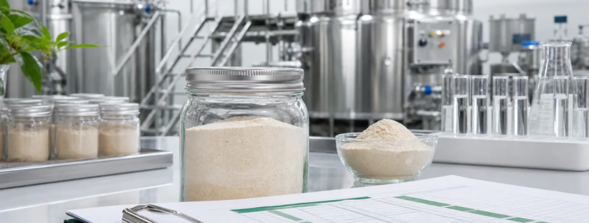 Earthworm peptide powder manufacturing process with clean production equipment, sample jars, and quality documents