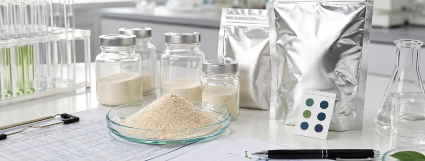 Earthworm peptide powder stability review with sealed samples, foil packaging, and quality control documents
