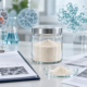 Lumbrokinase powder sample with enzyme activity review documents and fibrin network laboratory visualization