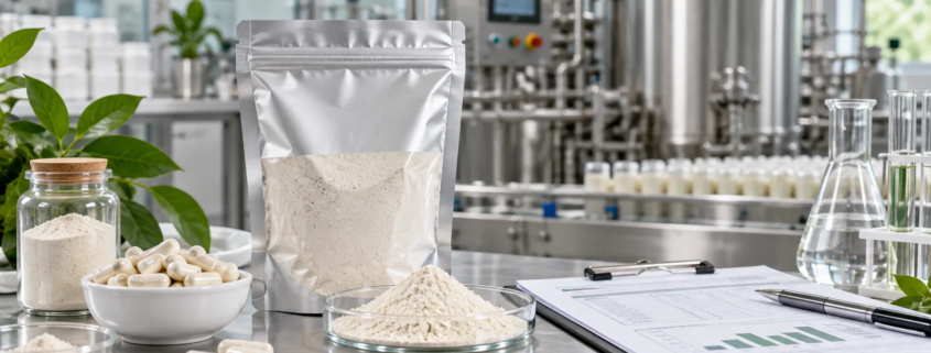 Lumbrokinase powder sample with capsule prototypes, factory equipment, quality documents, and batch review materials