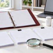 Lumbrokinase Certificate Guide: How to Verify COAs, System Certificates, and Export Documents featured image Conceptual document verification desk with blank report sheets, open binder, magnifying glass, sample containers, laptop, and pen