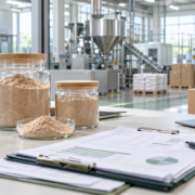 Why Source Earthworm Protein Directly from Manufacturers? A B2B Buyer Guide featured image Earthworm protein powder samples, supplier documents, cartons, and a clean manufacturing office for direct sourcing review